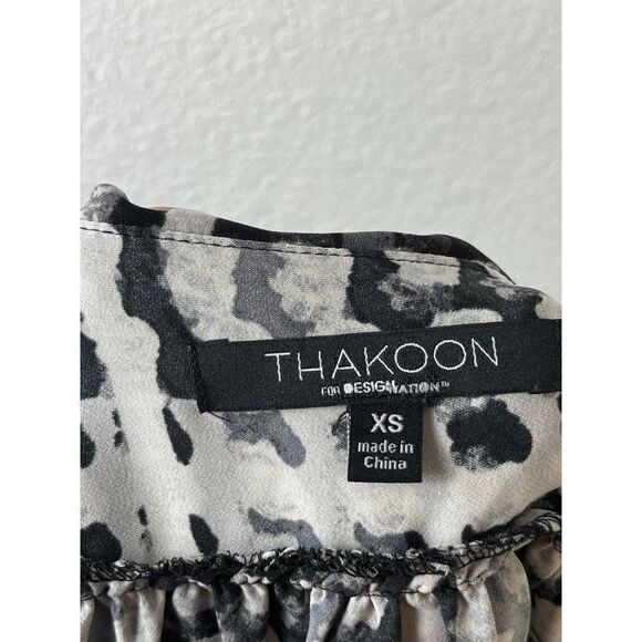 THAKOON for Design Nation Geometric Print Long Sleeve Shift Dress Gray Black - Picture 10 of 13